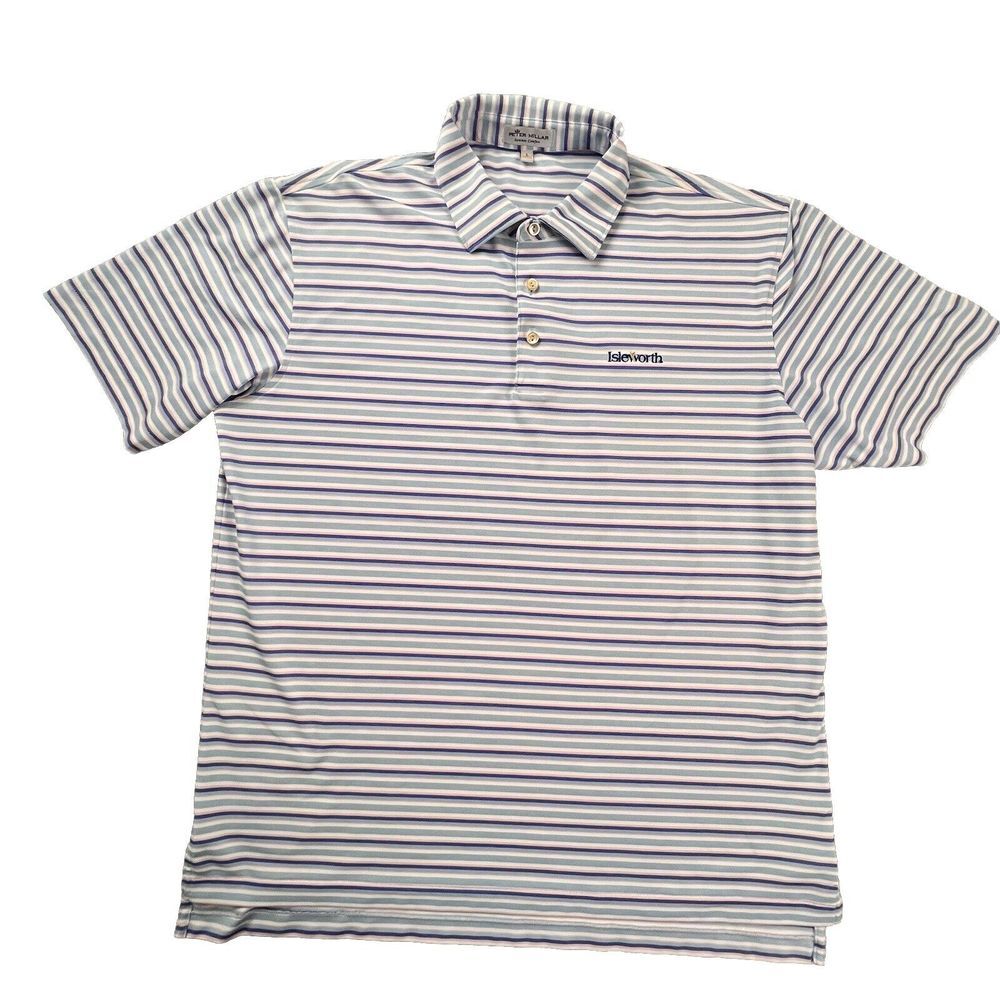 Peter Millar‎ Summer Comfort Isleworth Three Button Striped Golf Polo Size Large